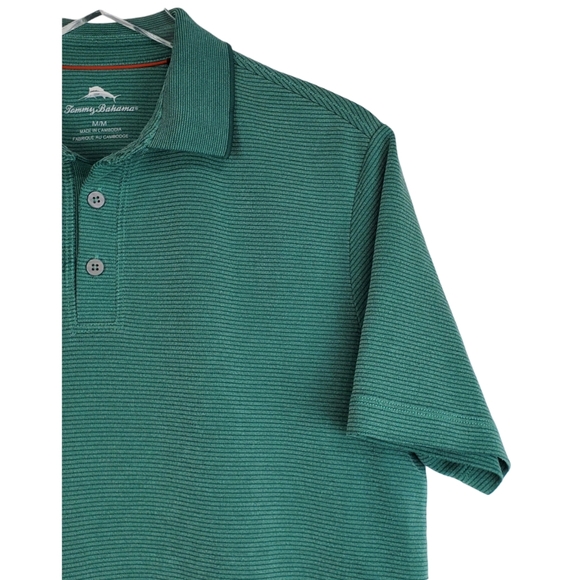 Tommy bahama size M striped short sleeves polo shirt green - Picture 3 of 10